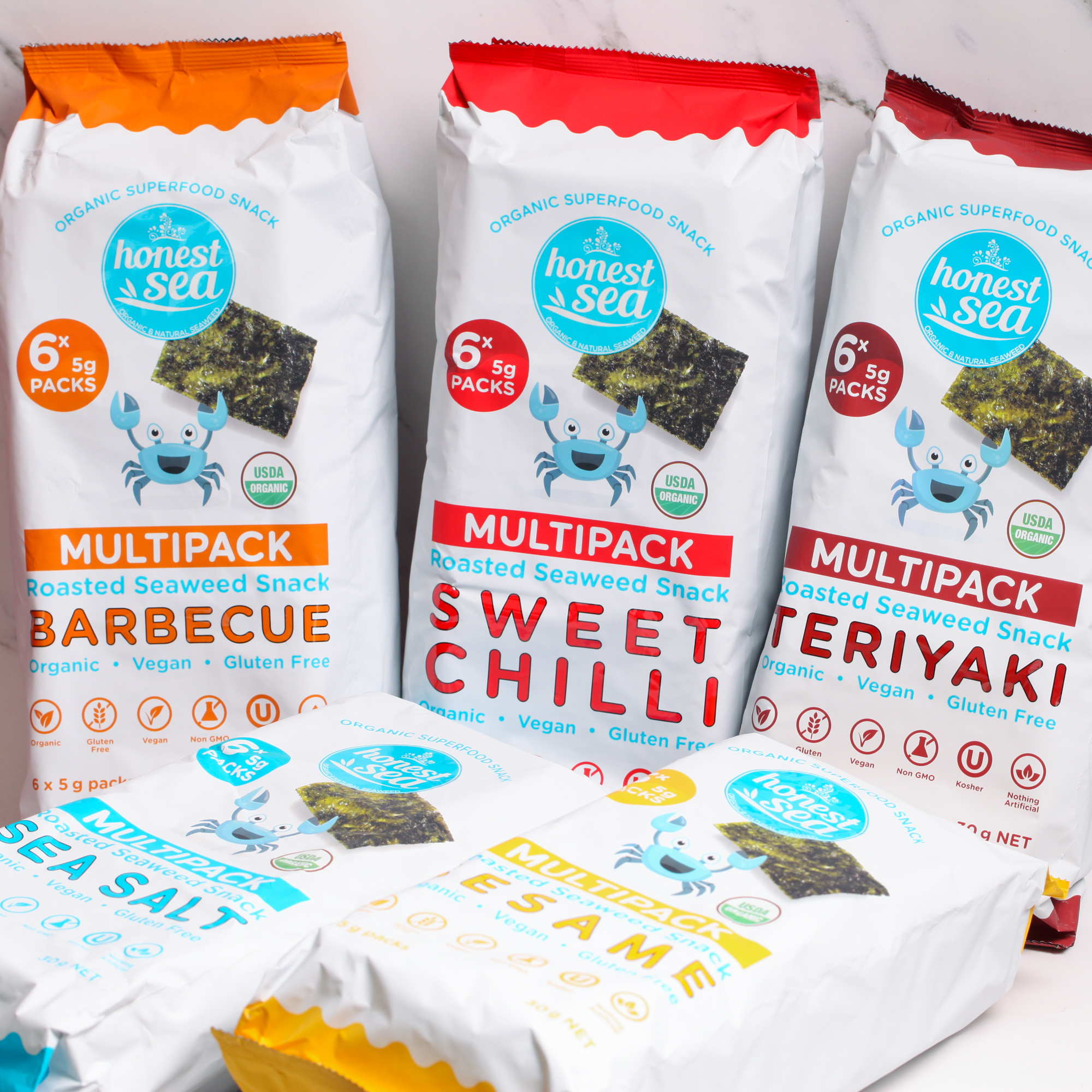 BBQ Organic Seaweed Snack, Multipack 6x5g - Honest Sea